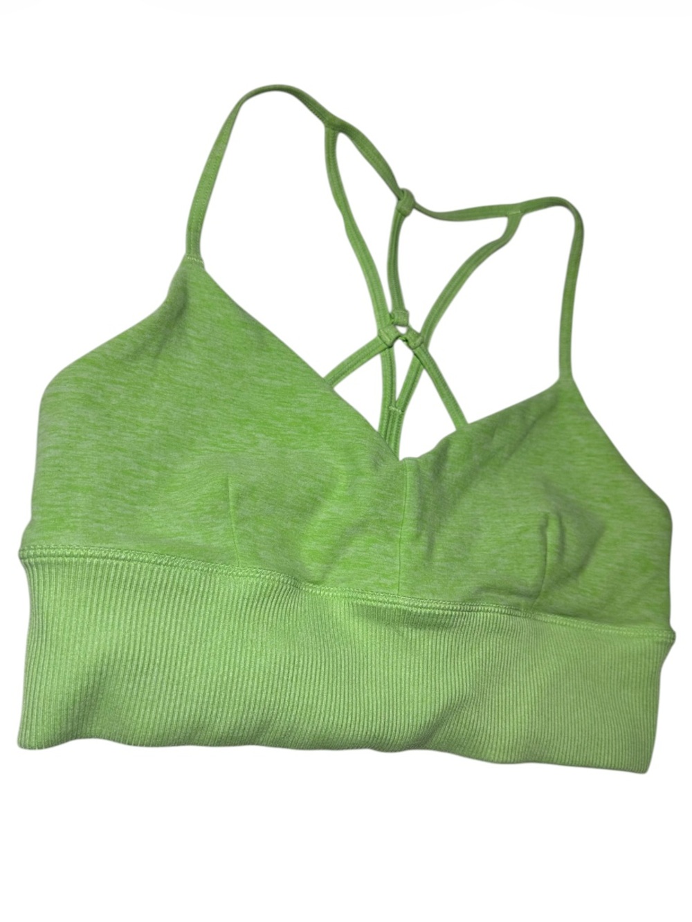 Alo Yoga Alosoft Lavish Bra Neon Lime Heather Green Strappy S - Picture 13 of 17